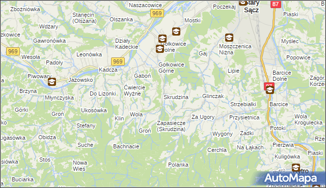 mapa Skrudzina, Skrudzina na mapie Targeo