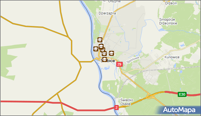 mapa Słubice, Słubice na mapie Targeo