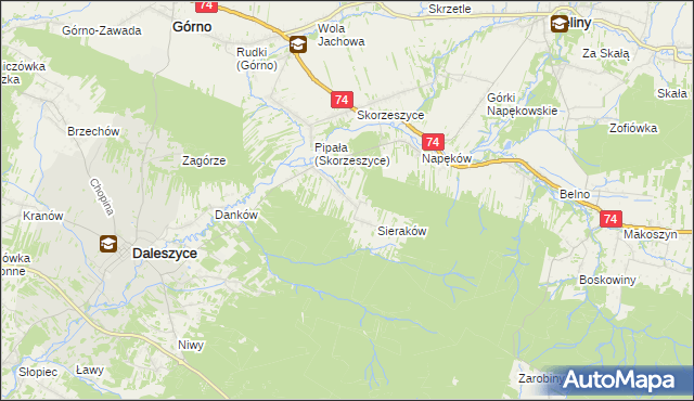 mapa Smyków gmina Daleszyce, Smyków gmina Daleszyce na mapie Targeo