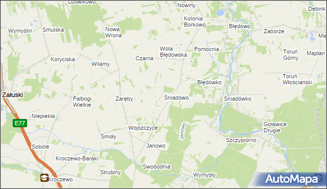 mapa Śniadowo gmina Zakroczym, Śniadowo gmina Zakroczym na mapie Targeo