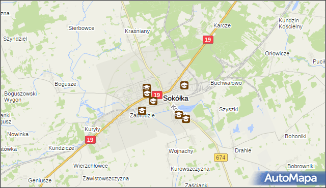 mapa Sokółka, Sokółka na mapie Targeo