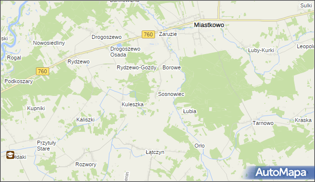 mapa Sosnowiec gmina Miastkowo, Sosnowiec gmina Miastkowo na mapie Targeo