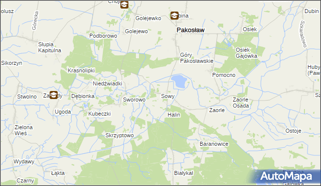 mapa Sowy gmina Pakosław, Sowy gmina Pakosław na mapie Targeo