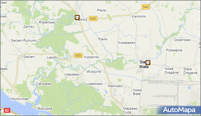 mapa Srebrna gmina Stara Biała, Srebrna gmina Stara Biała na mapie Targeo