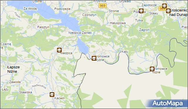 mapa Sromowce Wyżne, Sromowce Wyżne na mapie Targeo