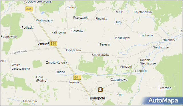 mapa Stanisławów gmina Żmudź, Stanisławów gmina Żmudź na mapie Targeo