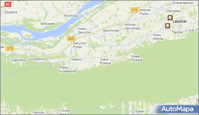 mapa Stare Polesie gmina Leoncin, Stare Polesie gmina Leoncin na mapie Targeo