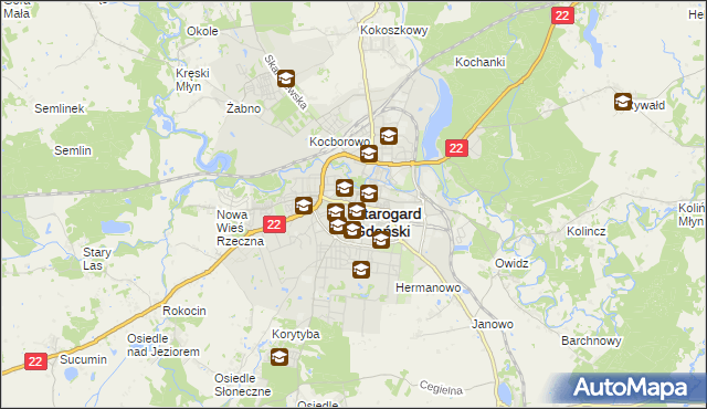 mapa Starogard Gdański, Starogard Gdański na mapie Targeo