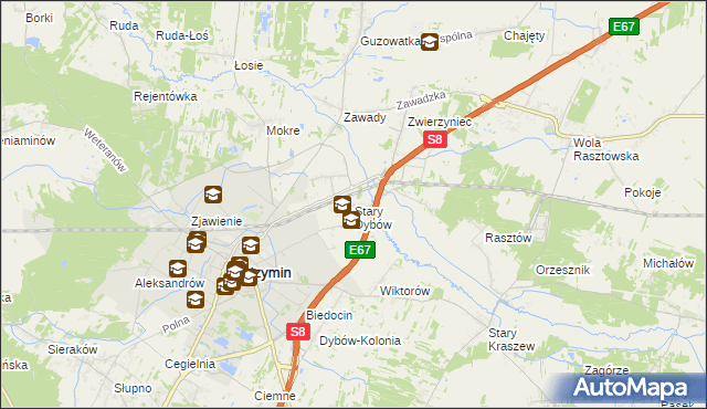 mapa Stary Dybów, Stary Dybów na mapie Targeo