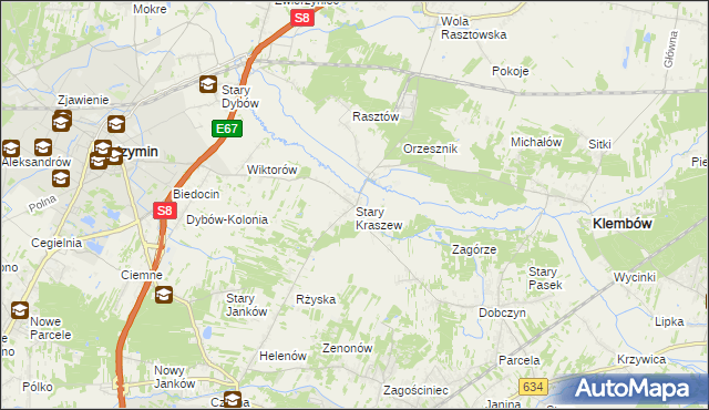 mapa Stary Kraszew, Stary Kraszew na mapie Targeo