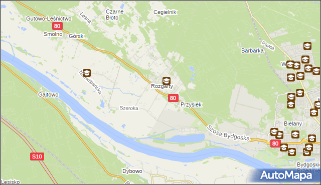 mapa Stary Toruń, Stary Toruń na mapie Targeo
