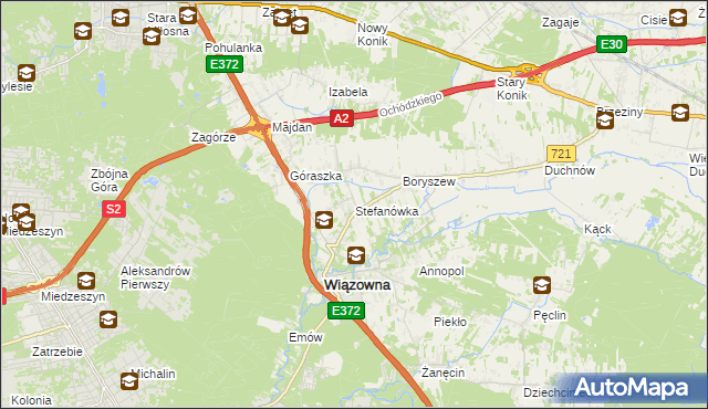mapa Stefanówka gmina Wiązowna, Stefanówka gmina Wiązowna na mapie Targeo