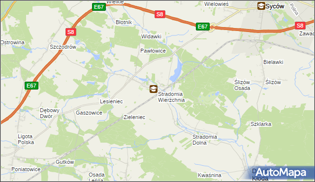 mapa Stradomia Wierzchnia, Stradomia Wierzchnia na mapie Targeo