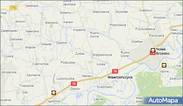 mapa Stręgoborzyce, Stręgoborzyce na mapie Targeo