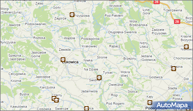 mapa Stronie gmina Łukowica, Stronie gmina Łukowica na mapie Targeo