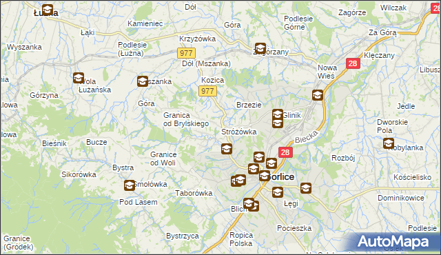 mapa Stróżówka, Stróżówka na mapie Targeo