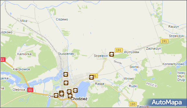 mapa Strzelęcin, Strzelęcin na mapie Targeo