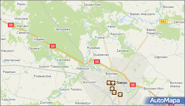 mapa Studzieniec gmina Sierpc, Studzieniec gmina Sierpc na mapie Targeo