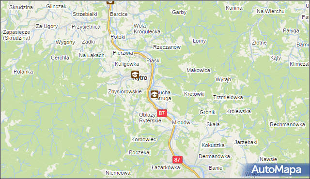 mapa Sucha Struga, Sucha Struga na mapie Targeo