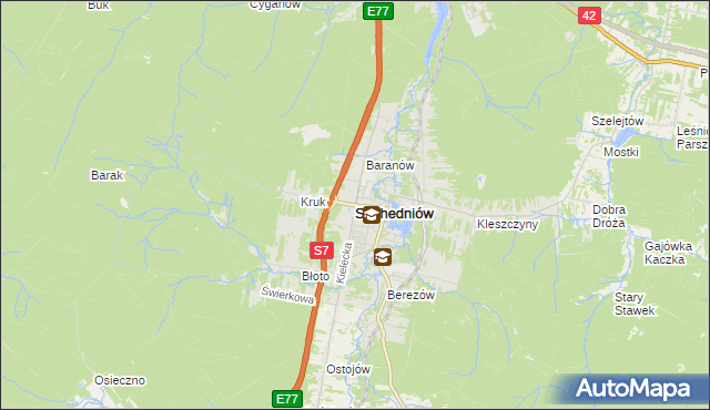 mapa Suchedniów, Suchedniów na mapie Targeo