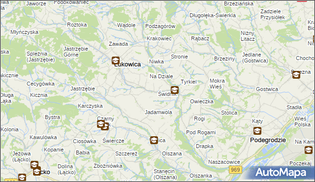 mapa Świdnik gmina Łukowica, Świdnik gmina Łukowica na mapie Targeo