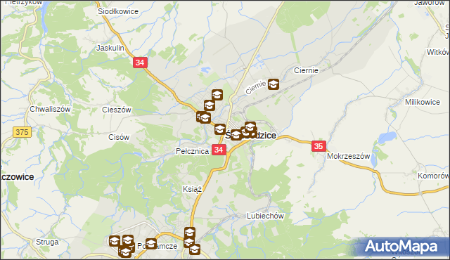 mapa Świebodzice, Świebodzice na mapie Targeo