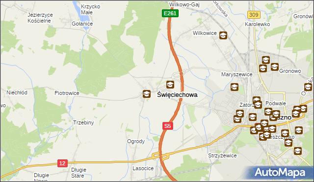 mapa Święciechowa, Święciechowa na mapie Targeo