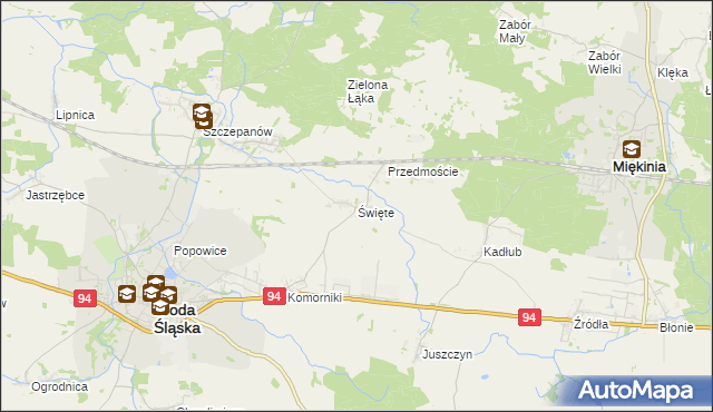 mapa Święte gmina Środa Śląska, Święte gmina Środa Śląska na mapie Targeo
