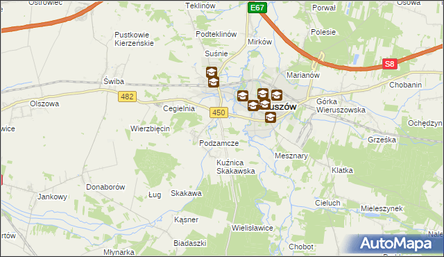 mapa Święty Roch gmina Wieruszów, Święty Roch gmina Wieruszów na mapie Targeo