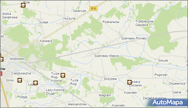 mapa Szaniawy-Matysy, Szaniawy-Matysy na mapie Targeo