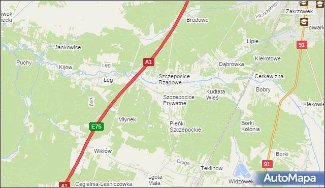 mapa Szczepocice Prywatne, Szczepocice Prywatne na mapie Targeo