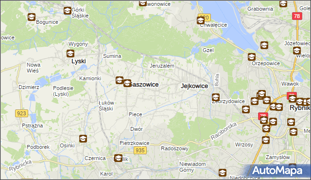mapa Szczerbice, Szczerbice na mapie Targeo