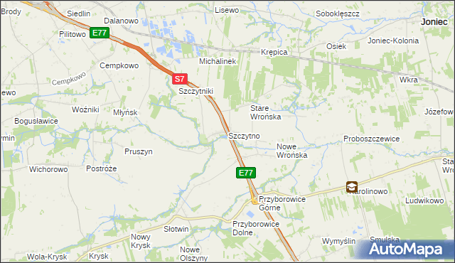 mapa Szczytno gmina Załuski, Szczytno gmina Załuski na mapie Targeo