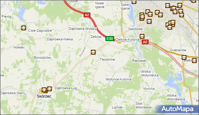 mapa Teodorów gmina Skórzec, Teodorów gmina Skórzec na mapie Targeo