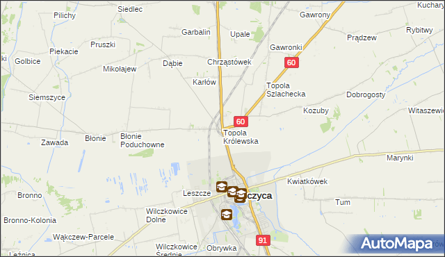 mapa Topola Królewska, Topola Królewska na mapie Targeo