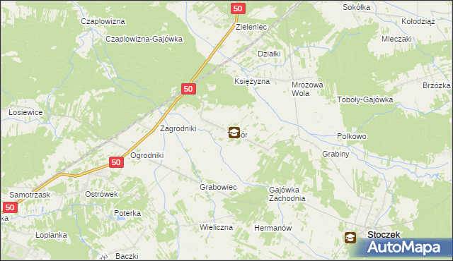 mapa Topór gmina Stoczek, Topór gmina Stoczek na mapie Targeo