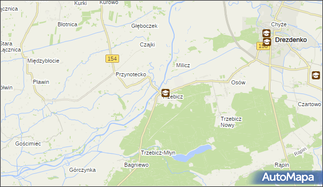 mapa Trzebicz gmina Drezdenko, Trzebicz gmina Drezdenko na mapie Targeo