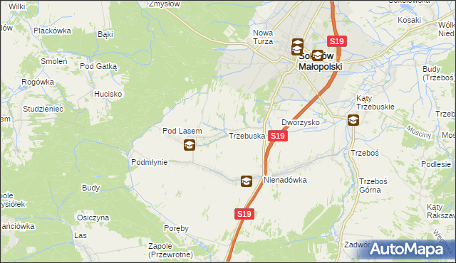 mapa Trzebuska, Trzebuska na mapie Targeo