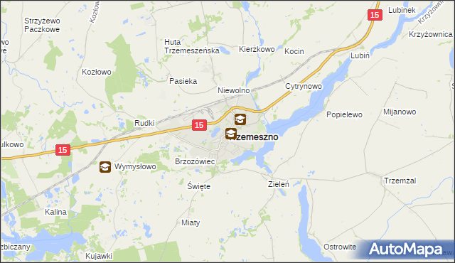 mapa Trzemeszno powiat gnieźnieński, Trzemeszno powiat gnieźnieński na mapie Targeo