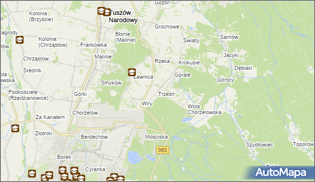 mapa Trześń gmina Mielec, Trześń gmina Mielec na mapie Targeo