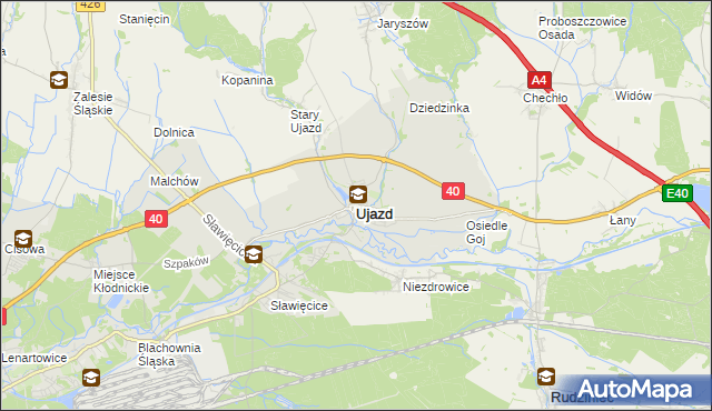 mapa Ujazd powiat strzelecki, Ujazd powiat strzelecki na mapie Targeo