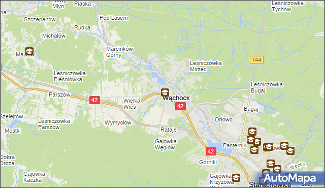 mapa Wąchock, Wąchock na mapie Targeo