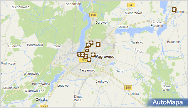 mapa Wągrowiec, Wągrowiec na mapie Targeo