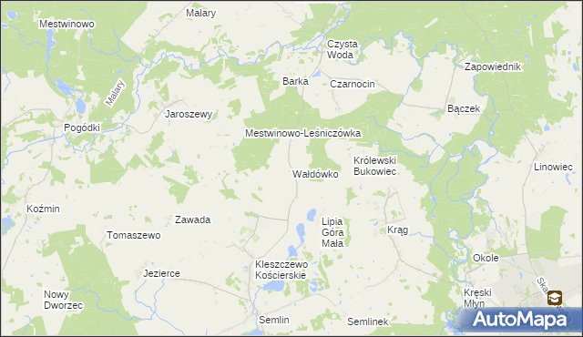 mapa Wałdówko gmina Zblewo, Wałdówko gmina Zblewo na mapie Targeo