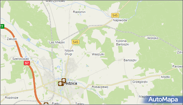 mapa Waszulki, Waszulki na mapie Targeo