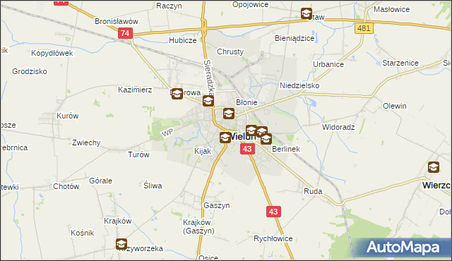 mapa Wieluń, Wieluń na mapie Targeo