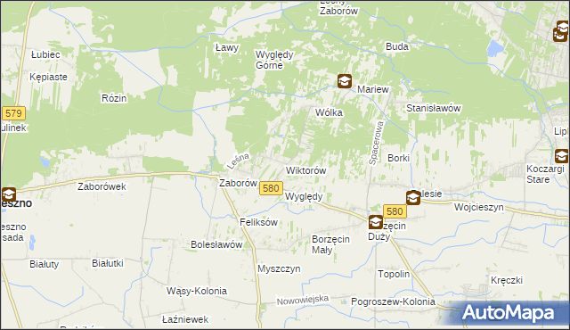 mapa Wiktorów gmina Leszno, Wiktorów gmina Leszno na mapie Targeo