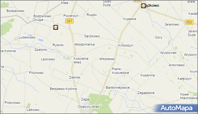 mapa Witoldowo gmina Osięciny, Witoldowo gmina Osięciny na mapie Targeo