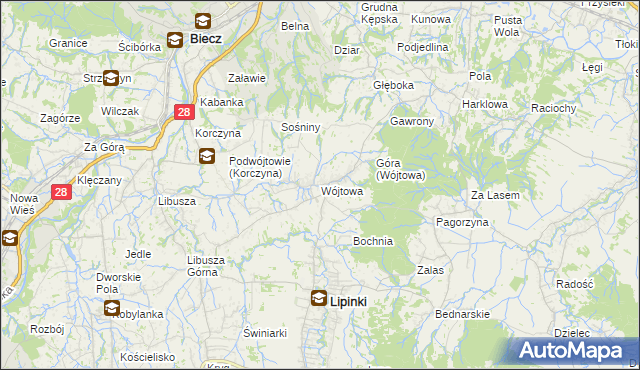 mapa Wójtowa, Wójtowa na mapie Targeo