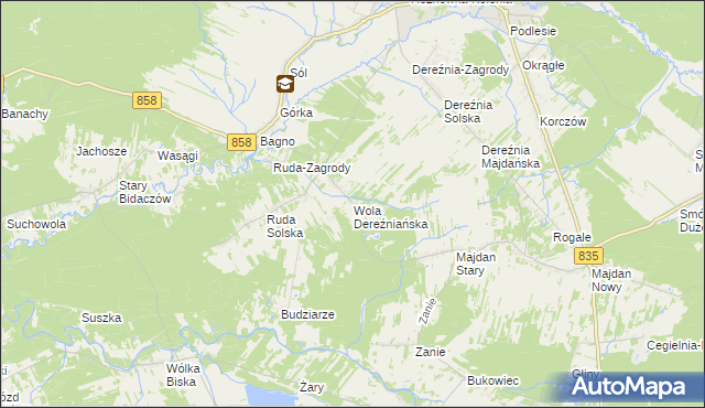 mapa Wola Dereźniańska, Wola Dereźniańska na mapie Targeo